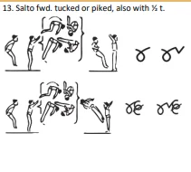 Salto fwd. tucked or piked, also with ½ t.