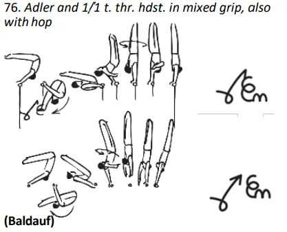 Adler and 1/1 t. thr. hdst. in mixed grip, also with hop