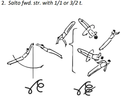 Salto fwd. str. with 1/1 or 3/2 t.