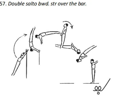 Double salto bwd. str over the bar.
