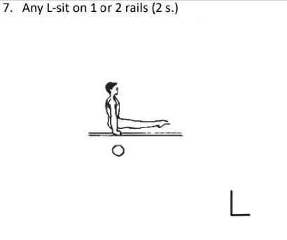 Any L-sit on 1 or 2 rails (2 s.)