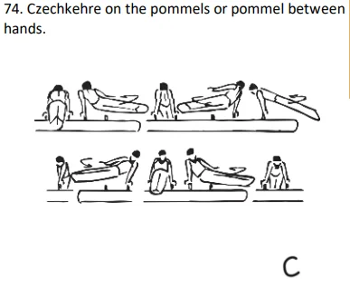 Czechkehre on the pommels or pommel between hands