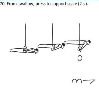From swallow, press to support scale (2 s.).