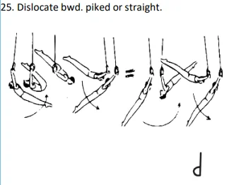 Dislocate bwd. piked or straight.