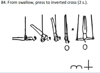From swallow, press to inverted cross (2 s.).