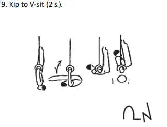 Kip to V-sit (2 s.).