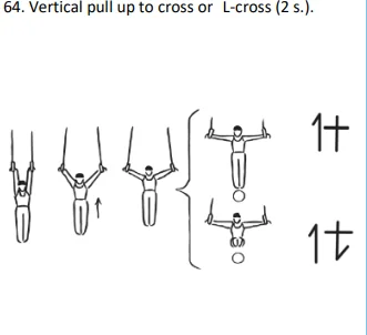 Vertical pull up to cross or L-cross (2 s.).