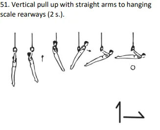 Vertical pull up with straight arms to hanging scale rearways (2 s.).