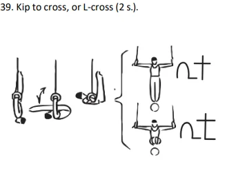 Kip to cross, or L-cross (2 s.).