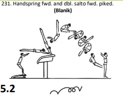 Handspring fwd. and dbl. salto fwd. piked.