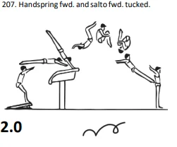 Handspring fwd. and salto fwd. tucked.