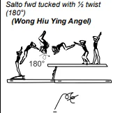 Salto fwd tucked with ½ twist (180°)