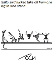 Salto swd tucked take off from one leg to side stand