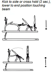 Kick to side or cross hstd (2 sec.), lower to end position touching beam