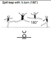 Split leap with ½ turn (180°)