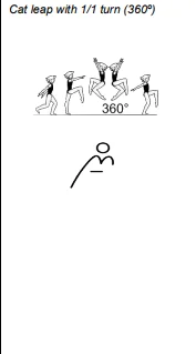 Cat leap with 1/1 turn (360º)