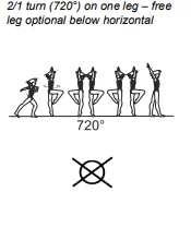 2/1 turn (720°) on one leg – free leg optional below horizontal