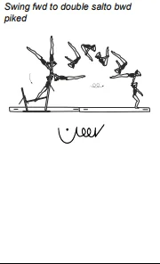 Swing fwd to double salto bwd piked