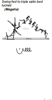 Swing fwd to triple salto bwd tucked