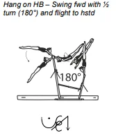 Hang on HB – Swing fwd with ½ turn (180°) and flight to hstd