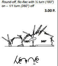 Round-off, flic-flac with ½ turn (180°) on – 1/1 turn (360°) off