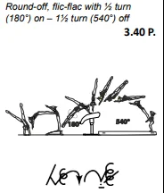 Round-off, flic-flac with ½ turn (180°) on – 1½ turn (540°) off